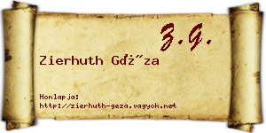 Zierhuth Géza névjegykártya